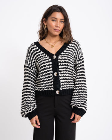 TILTIL Reina Cardigan Striped Black White One Size - Things I Like Things I Love