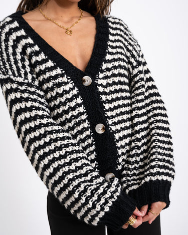 TILTIL Reina Cardigan Striped Black White One Size - Things I Like Things I Love