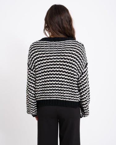 TILTIL Reina Cardigan Striped Black White One Size - Things I Like Things I Love