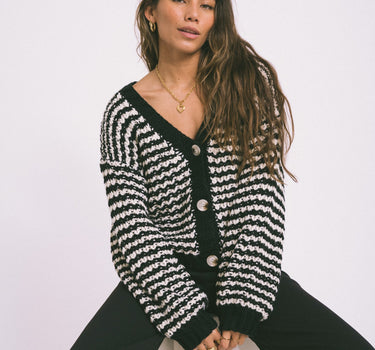 TILTIL Reina Cardigan Striped Black White One Size - Things I Like Things I Love