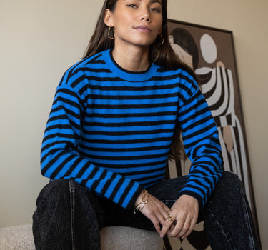 TILTIL Ronnie Striped Knit Black Cobalt - Things I Like Things I Love