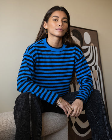 TILTIL Ronnie Striped Knit Black Cobalt - Things I Like Things I Love