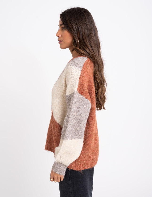 TILTIL Rulli Knit Rust Beige Print One Size - Things I Like Things I Love