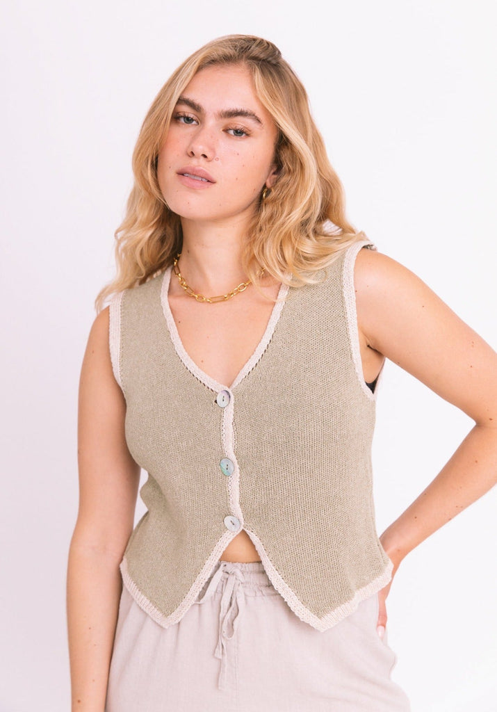 TILTIL Sab Knit Vest Salvia One Size - Things I Like Things I Love