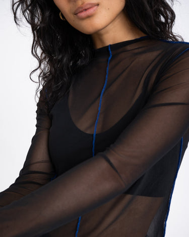 TILTIL Sammie Mesh Longsleeve Black Seam Cobalt - Things I Like Things I Love