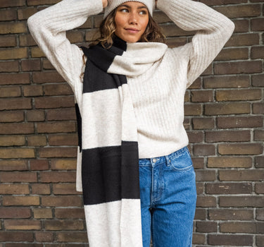 TILTIL Scarf Striped Oatmeal Black - Things I Like Things I Love