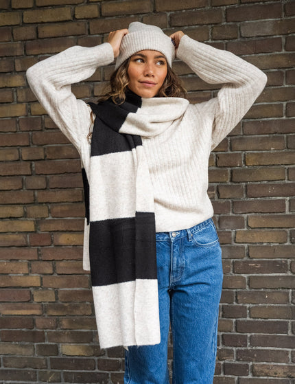 TILTIL Scarf Striped Oatmeal Black - Things I Like Things I Love