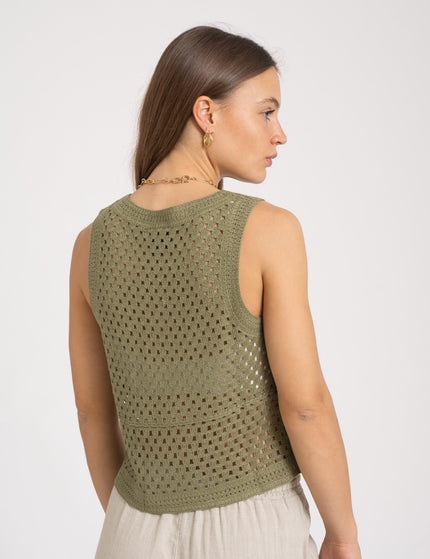 TILTIL Senna Crochet Flower Top Olive One Size - Things I Like Things I Love