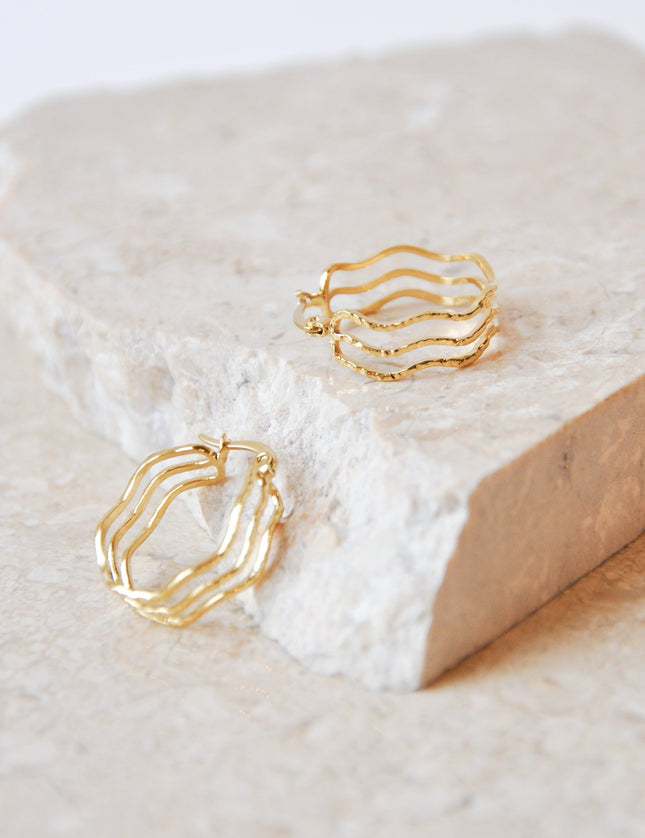 TILTIL Single Hoop Goldplated Triple Swirl - Things I Like Things I Love