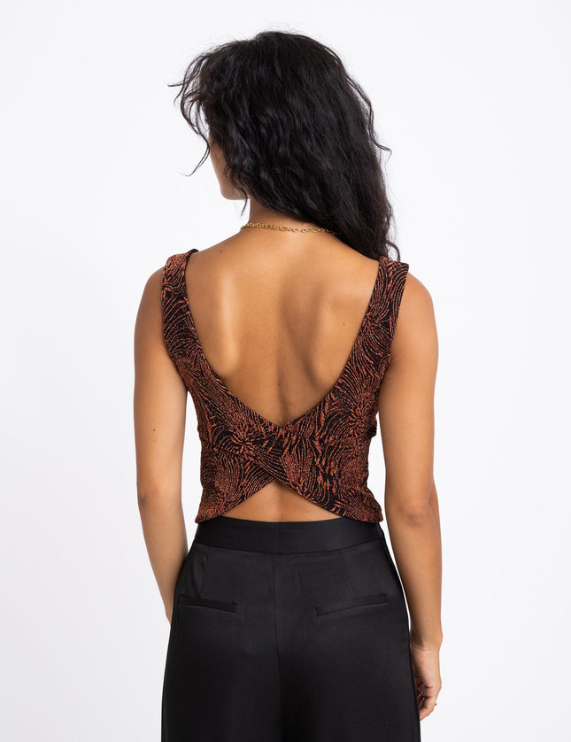 TILTIL Sofia Top Glitter Open Back Red Print - Things I Like Things I Love