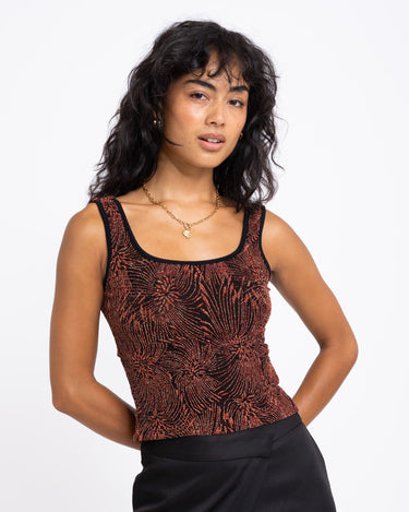 TILTIL Sofia Top Glitter Open Back Red Print - Things I Like Things I Love