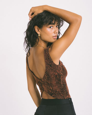 TILTIL Sofia Top Glitter Open Back Red Print - Things I Like Things I Love