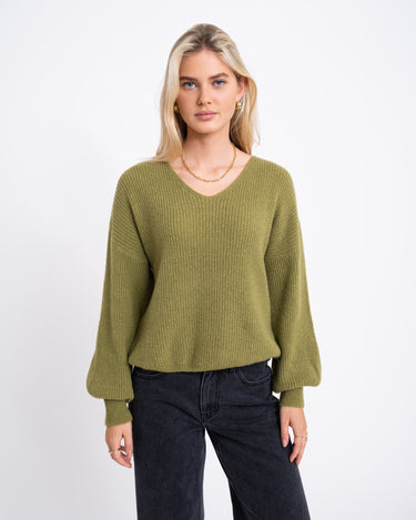 TILTIL Sofia V - neck Knit Matcha One Size - Things I Like Things I Love