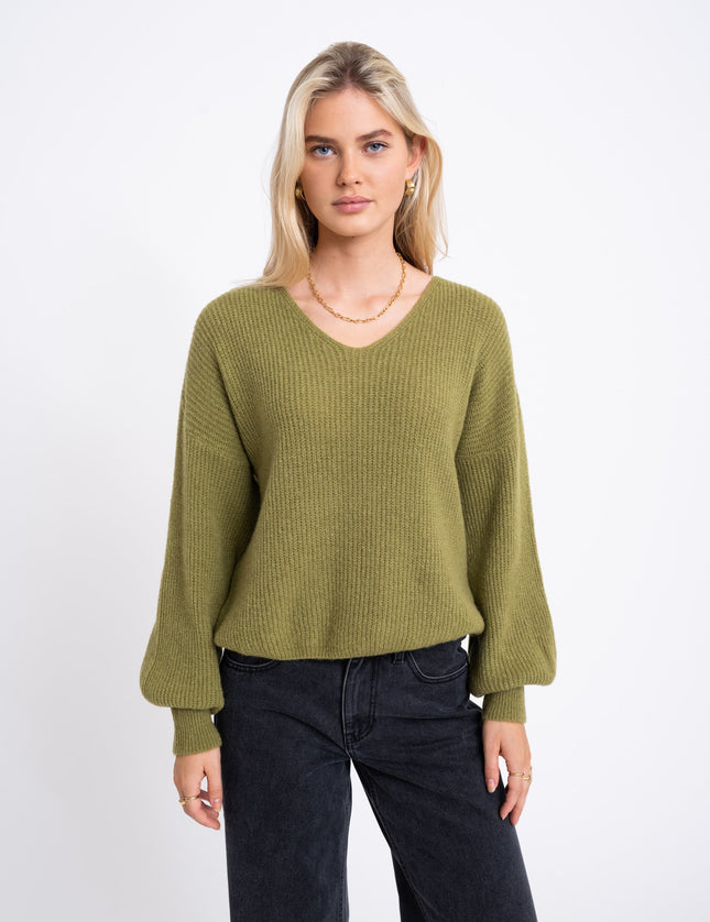 TILTIL Sofia V - neck Knit Matcha One Size - Things I Like Things I Love