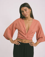 TILTIL Sunny Linen Top Pomegranate One Size