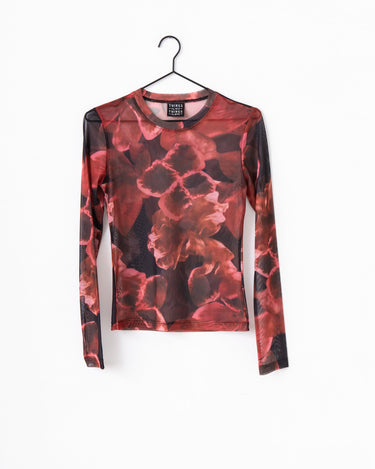 TILTIL Tai Longsleeve Mesh Flower Black Red - Things I Like Things I Love