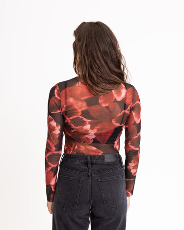 TILTIL Tai Longsleeve Mesh Flower Black Red - Things I Like Things I Love