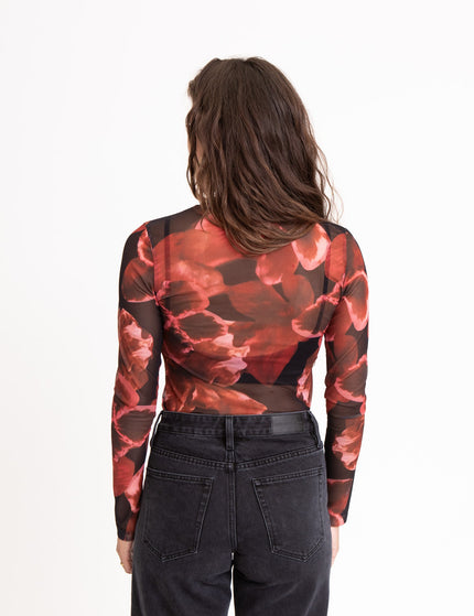 TILTIL Tai Longsleeve Mesh Flower Black Red - Things I Like Things I Love