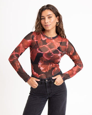 TILTIL Tai Longsleeve Mesh Flower Black Red - Things I Like Things I Love