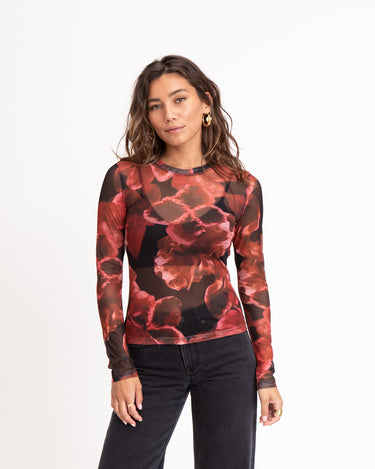 TILTIL Tai Longsleeve Mesh Flower Black Red - Things I Like Things I Love