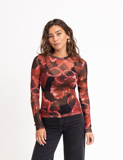 TILTIL Tai Longsleeve Mesh Flower Black Red - Things I Like Things I Love