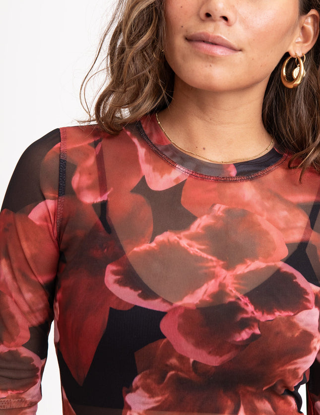 TILTIL Tai Longsleeve Mesh Flower Black Red - Things I Like Things I Love