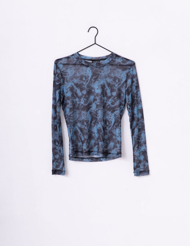 TILTIL Tanina Mesh Longsleeve Black Blue Print - Things I Like Things I Love