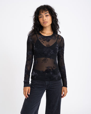 TILTIL Tanina Mesh Longsleeve Black Flower - Things I Like Things I Love