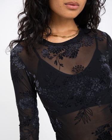 TILTIL Tanina Mesh Longsleeve Black Flower - Things I Like Things I Love