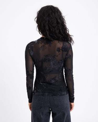 TILTIL Tanina Mesh Longsleeve Black Flower - Things I Like Things I Love