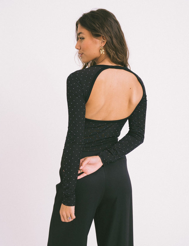 TILTIL Tina Open Back Longsleeve Black Glitter - Things I Like Things I Love