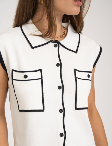 TILTIL Toi Contrast Top White Black Detail - Things I Like Things I Love