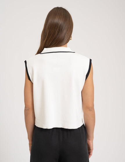 TILTIL Toi Contrast Top White Black Detail - Things I Like Things I Love