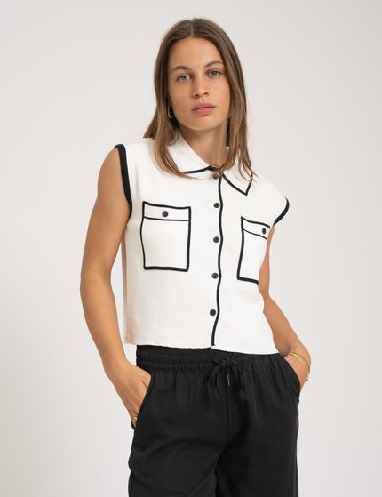 TILTIL Toi Contrast Top White Black Detail - Things I Like Things I Love