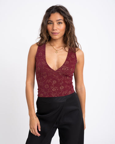 TILTIL Ulla Singlet Ruby Red Gold Print - Things I Like Things I Love