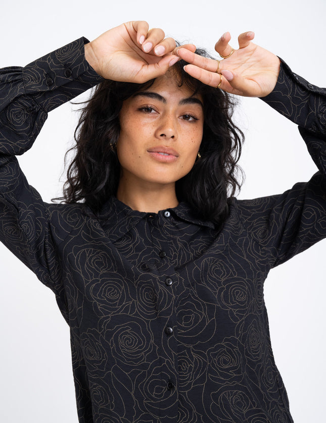 TILTIL Vera Blouse Black Flower Print - Things I Like Things I Love