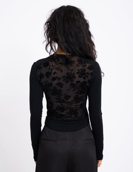 TILTIL Vita Detail Longsleeve Flower Mesh Black - Things I Like Things I Love