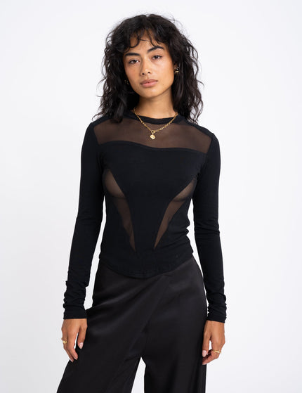 TILTIL Vita Detail Longsleeve Flower Mesh Black - Things I Like Things I Love