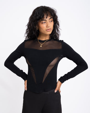 TILTIL Vita Detail Longsleeve Flower Mesh Black - Things I Like Things I Love