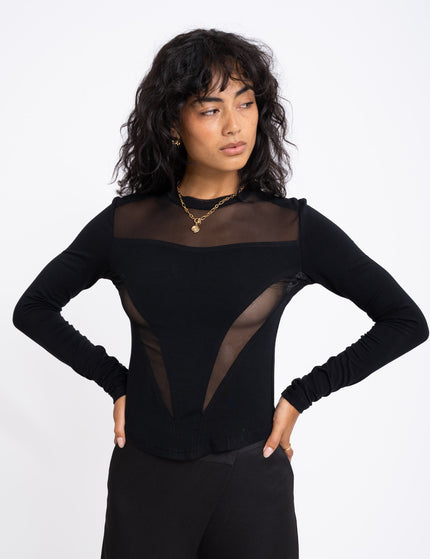 TILTIL Vita Detail Longsleeve Flower Mesh Black - Things I Like Things I Love