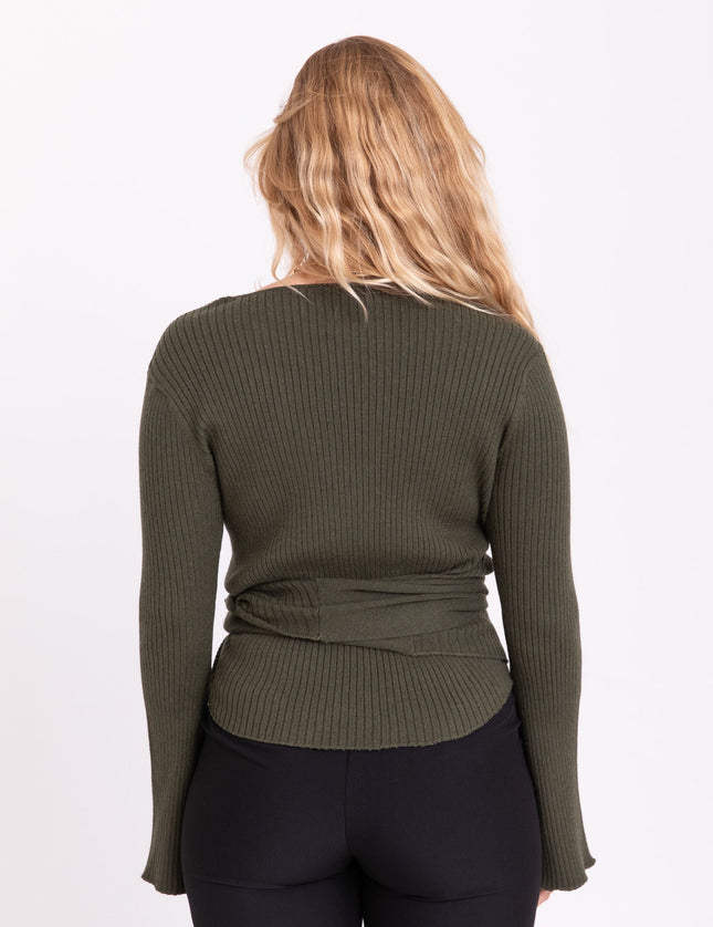 TILTIL Winny Wrap Knit Flare Army Green - Things I Like Things I Love