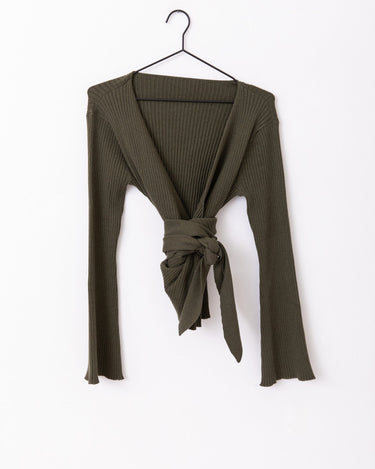 TILTIL Winny Wrap Knit Flare Army Green - Things I Like Things I Love