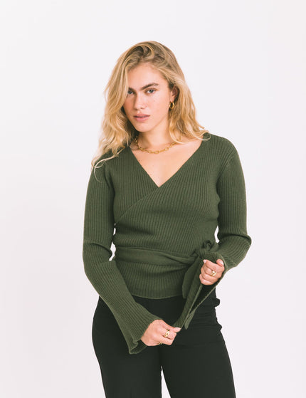 TILTIL Winny Wrap Knit Flare Army Green - Things I Like Things I Love