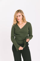 TILTIL Winny Wrap Knit Flare Armeegrün