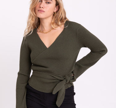 TILTIL Winny Wrap Knit Flare Army Green - Things I Like Things I Love