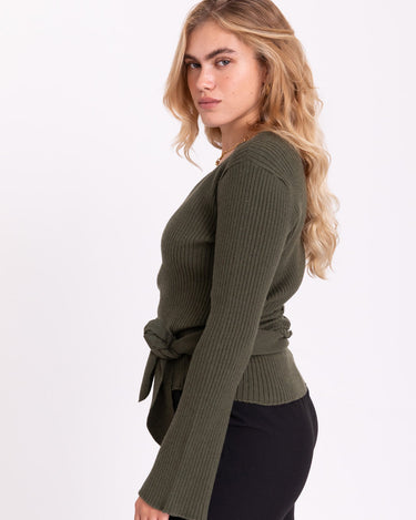 TILTIL Winny Wrap Knit Flare Army Green - Things I Like Things I Love