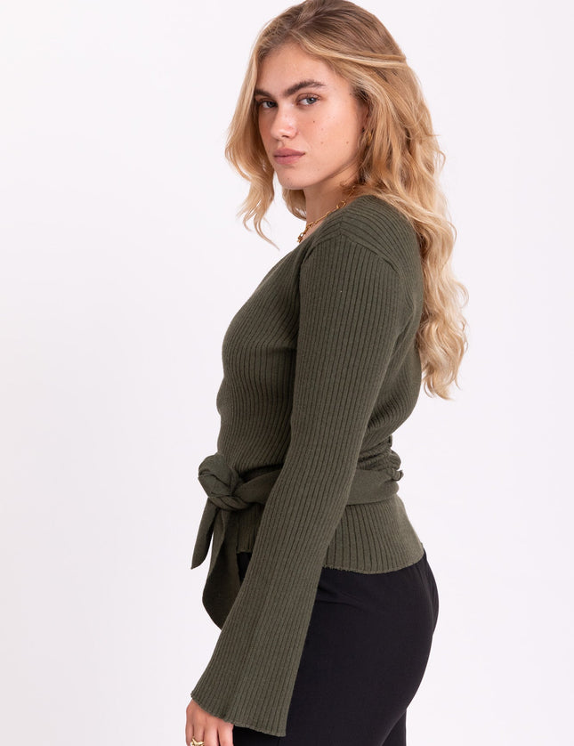 TILTIL Winny Wrap Knit Flare Army Green - Things I Like Things I Love