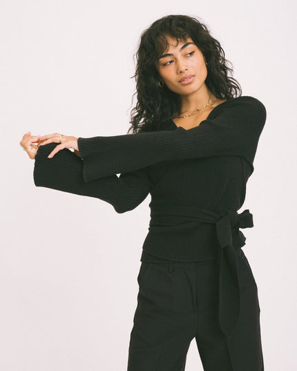 TILTIL Winny Wrap Knit Flare Black - Things I Like Things I Love