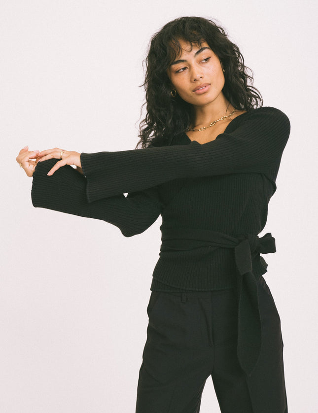 TILTIL Winny Wrap Knit Flare Black - Things I Like Things I Love