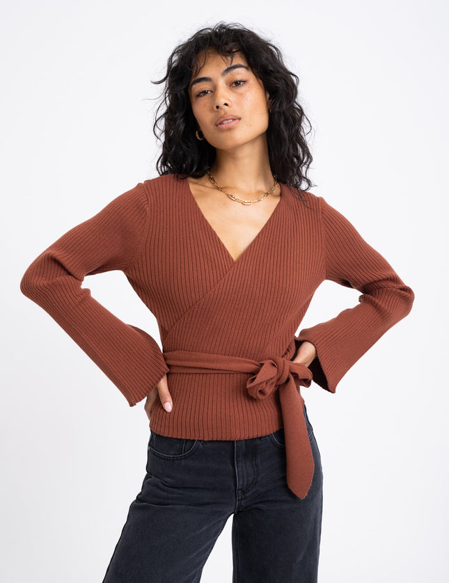 TILTIL Winny Wrap Knit Flare Red Rust - Things I Like Things I Love